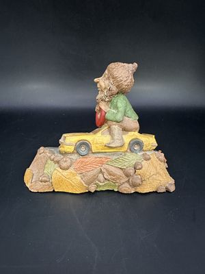 Sculpted Figure. USA. Tom Clark. Speedy. Gnome Driving a Yellow Race Car. 1989. 3.5"H