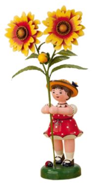 Figurine. Germany. Hubrig. Flower Child Girl with Gaillardia (NEW). Red Dress. 9.4"H