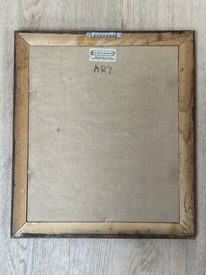 Artwork. Windmill and Water Tower, Printed on Suede. Beveled Wood Frame. 13.5W x 15.5H