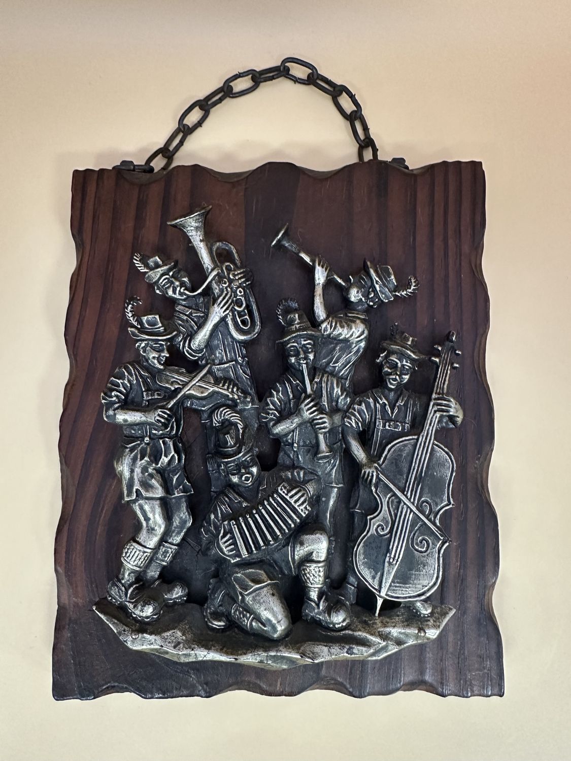Artwork. Wall Hanging of German Musicians / Band. Resin Relief on Wood. 8&quot;H
