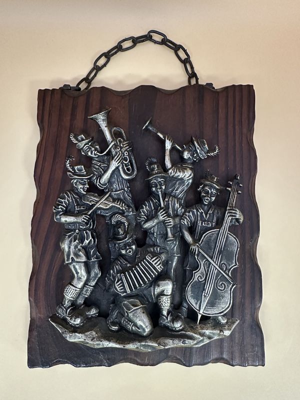Artwork. Wall Hanging of German Musicians / Band. Resin Relief on Wood. 8&quot;H