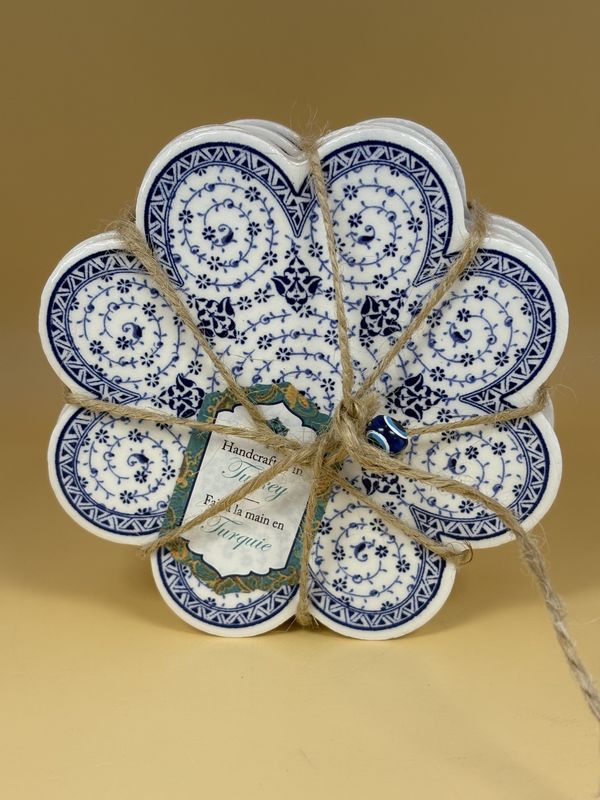 Housewares. Turkey. Ceramic Drink Coasters w/Scalloped Edge (Set 4). 4.5"W