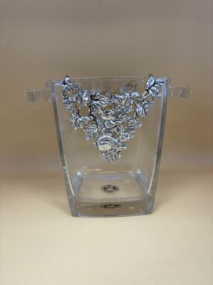 Glass. France. Arthur Court. Champagne Holder w/Aluminum Rabbit Motif.  6"H