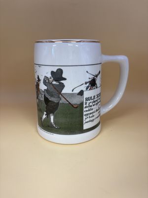 Stein. Germany. Delano Studios. Perrier Rules of Golf XXII Beer Mug. 1989. 5"H