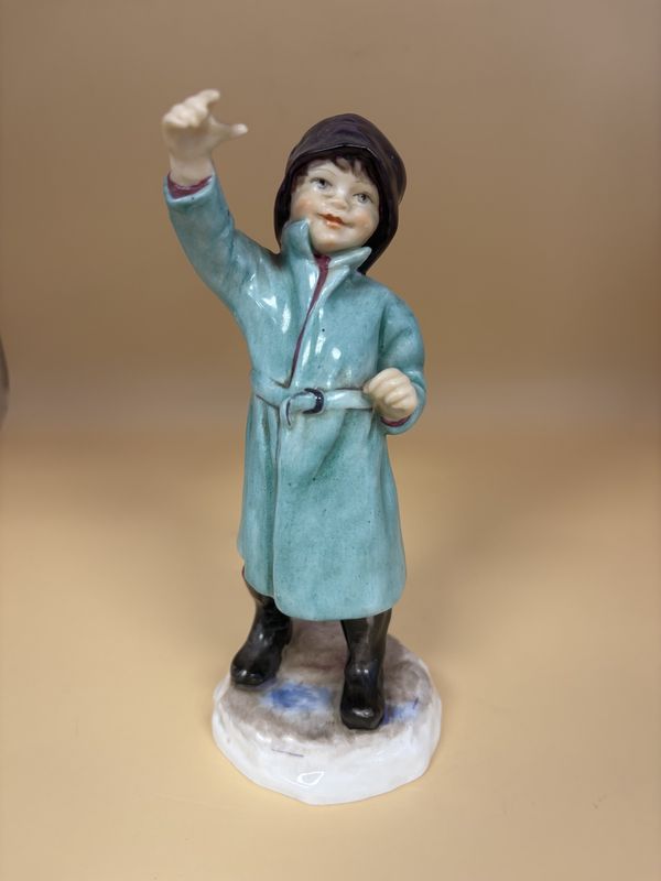 Figurine. England. Royal Worcester. &quot;February&quot; Boy of the Month. 6.5&quot;H