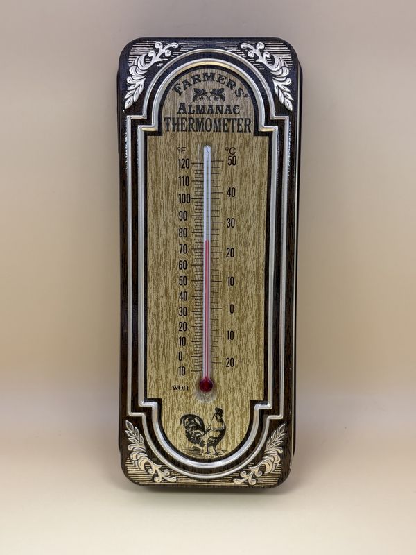 Home &amp; Bath. USA. Farmer&#39;s Almanac Thermometer Tin w/ Soap. 9&quot;H