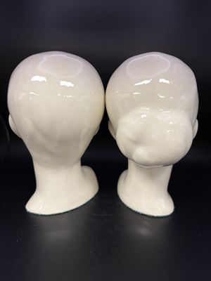 Sculpture. High-gloss Porcelain Busts of Boy &amp; Girl. Ivory. 7"H (Set of 2)