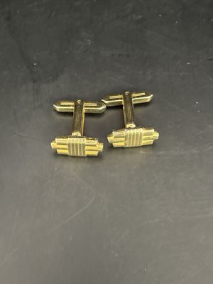 Jewelry. Cuff Links. USA. Hickock. Vintage Gold Bar. Set of 2. 0.75"W