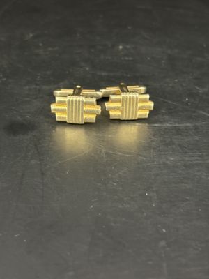 Jewelry. Cuff Links. USA. Hickock. Vintage Gold Bar. Set of 2. 0.75"W