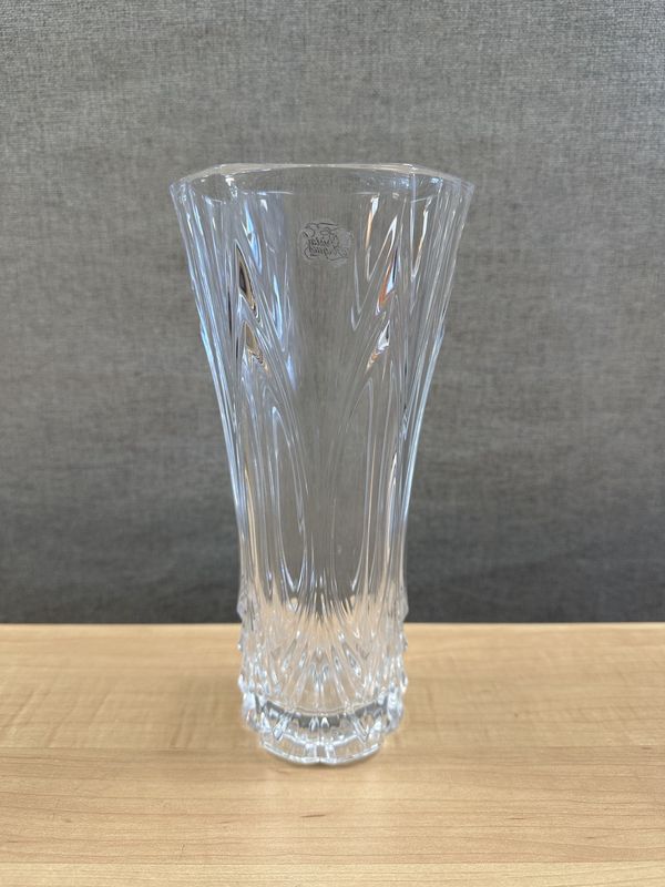Crystal. France. Cristal D&#39;Arques. Chatelet 6-Sided Weighted Crystal Vase. 12&quot;H