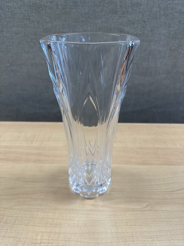 Crystal. France. Cristal D'Arques. Chatelet 6-Sided Weighted Crystal Vase. 12"H