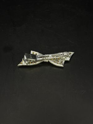 Jewelry. Pin. Silver Ribbon w/ Rhinestones. 2.25"W