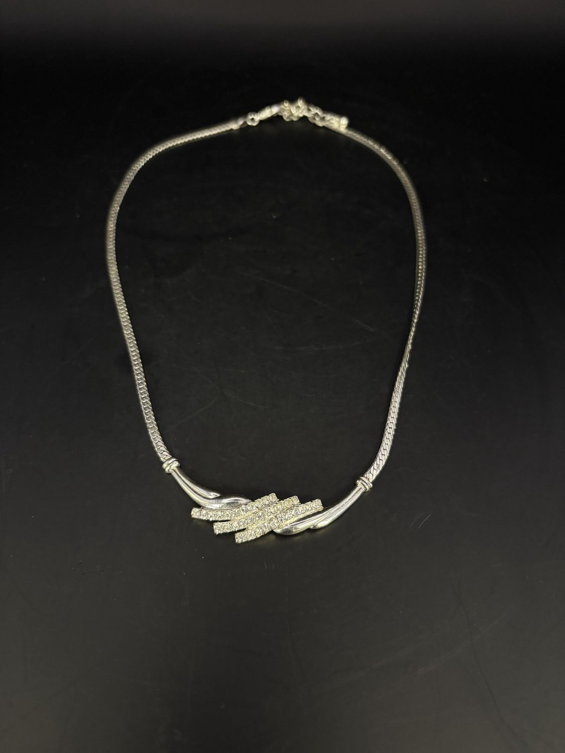 Jewelry. Avon. Vintage Silver &amp; Rhinestone Necklace and Bracelet Set. 8&quot;L