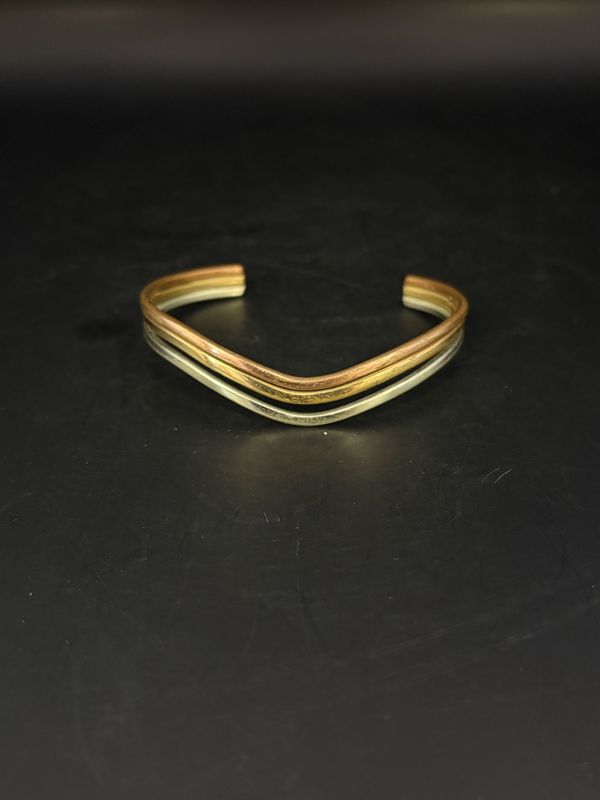 Jewelry. Brass. Vintage Sergio Tri-color Bangle. 2.75&quot;W