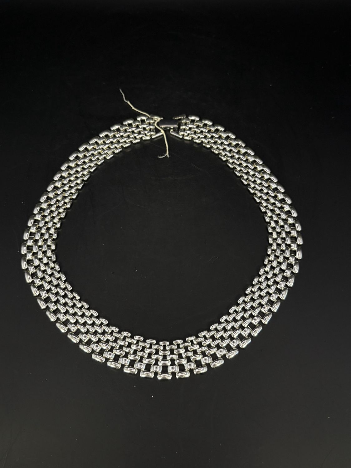 Jewelry. Necklace. Vintage Napier Panther Link Silver Tone Seven Layer Choker w/ Extra Watch Band. 7&quot;L