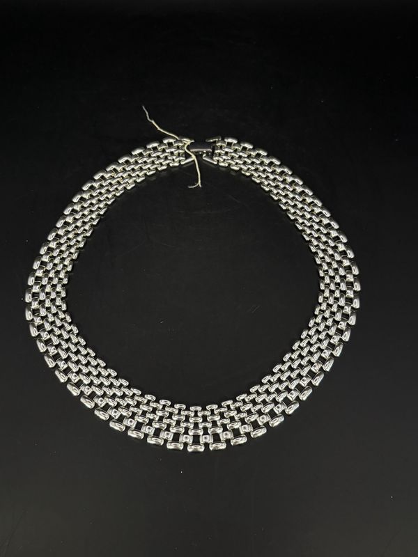 Jewelry. Necklace. Vintage Napier Panther Link Silver Tone Seven Layer Choker w/ Extra Watch Band. 7&quot;L