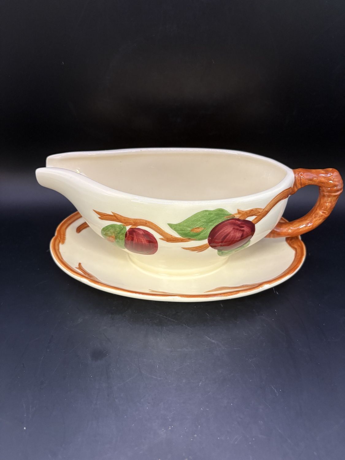 Ceramic. USA. Franciscan. Gravy Dish With Attached Underplate. 1949-1953. 8.75&quot; W