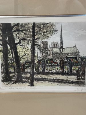 Artwork (Print). Impressionism Cityscapes. Pewter Frame w/Tan &amp; White Double-matting. Set of 2.
