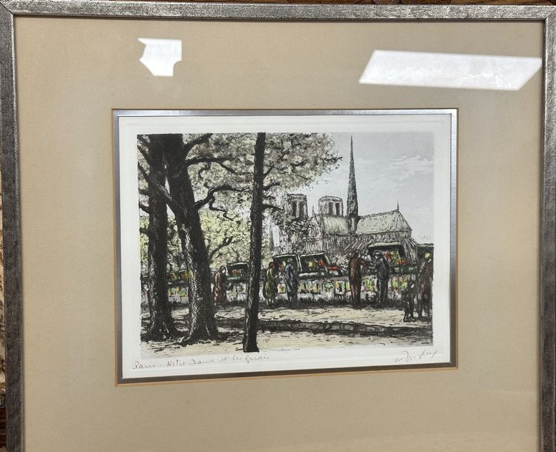 Artwork (Print). Impressionism Cityscapes. Pewter Frame w/Tan &amp; White Double-matting. Set of 2.