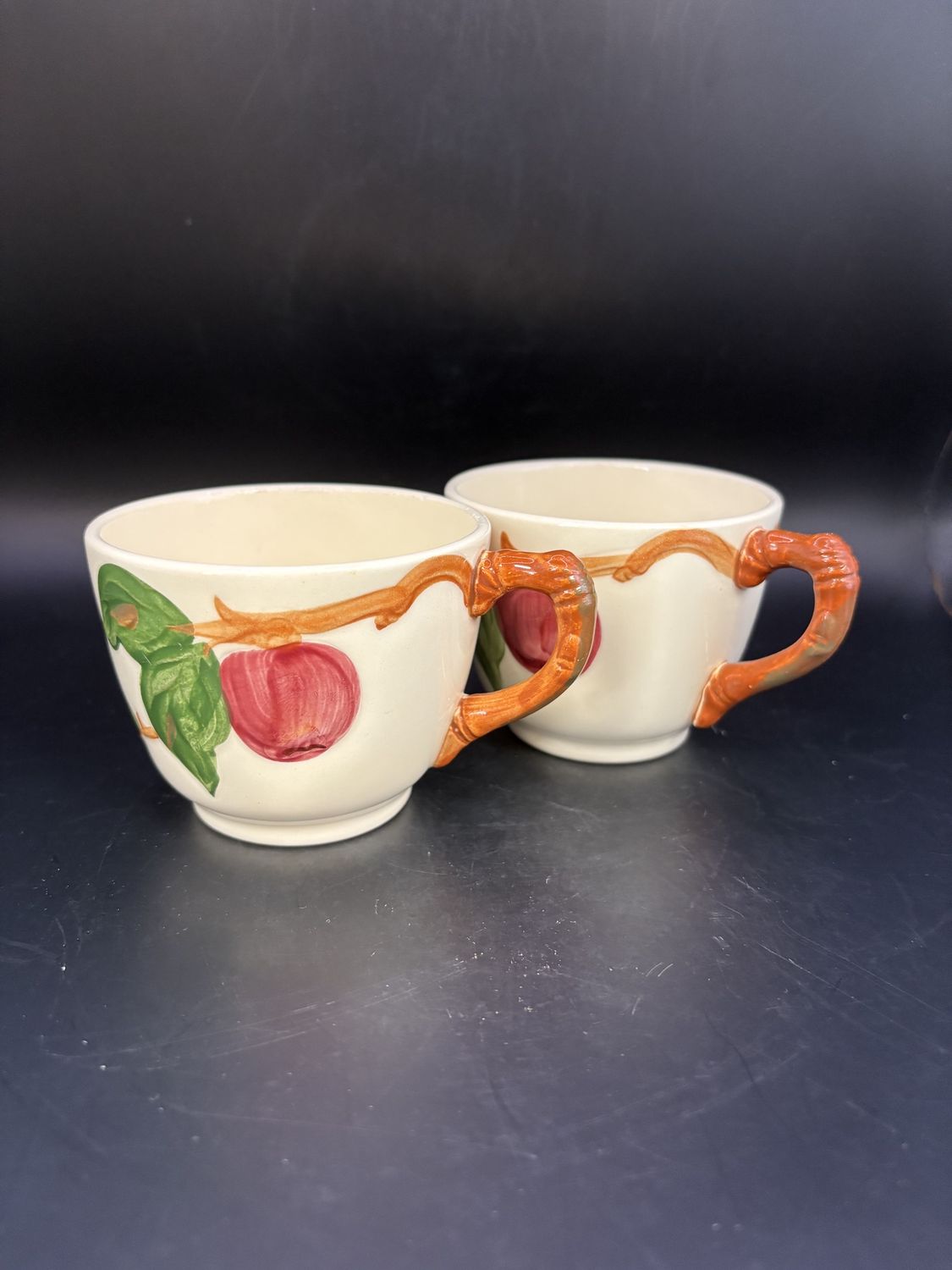 Ceramic. USA. Franciscan. Apple Pattern. Tea Cups. Set of 2. 1934-1984. 2.75&quot; H