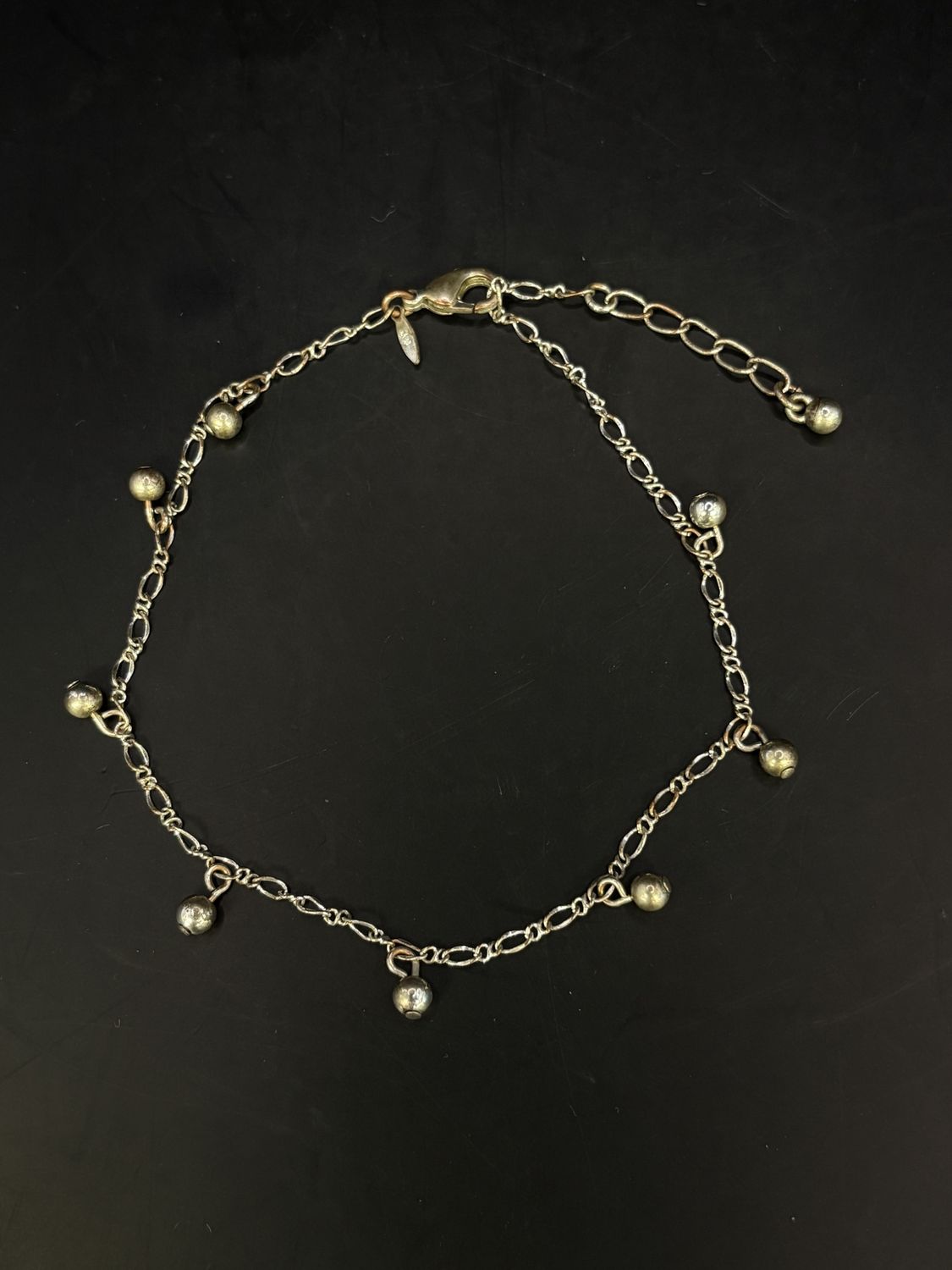 Jewelry. Bracelet. Silver Tone Chain w/ Spheric Charms. 4.5&quot;L