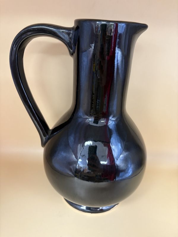 Pottery. USA. McCoy. Pitcher/Vase with Handle. Black. 9.75"H