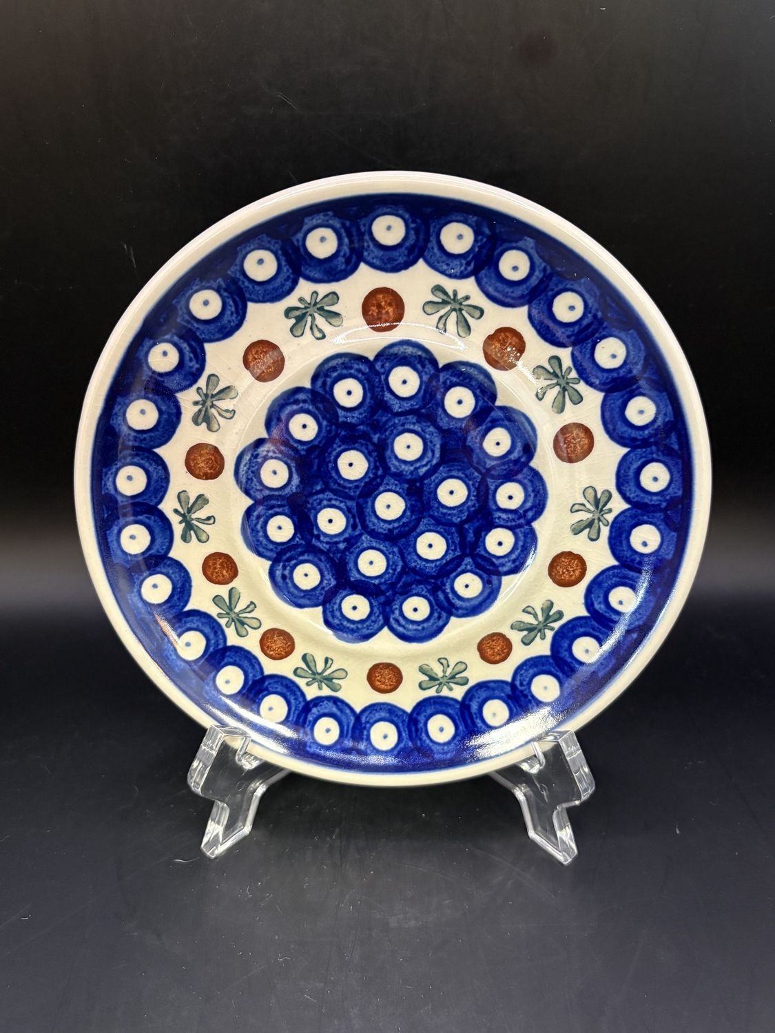 Polish Pottery. Poland. Ceramic. Boleslawiec. Peacock Pattern Small Plate. 6.25&quot;W