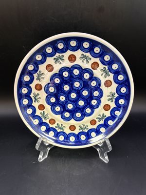 Polish Pottery. Poland. Ceramic. Boleslawiec. Peacock Pattern Small Plate. 6.25"W