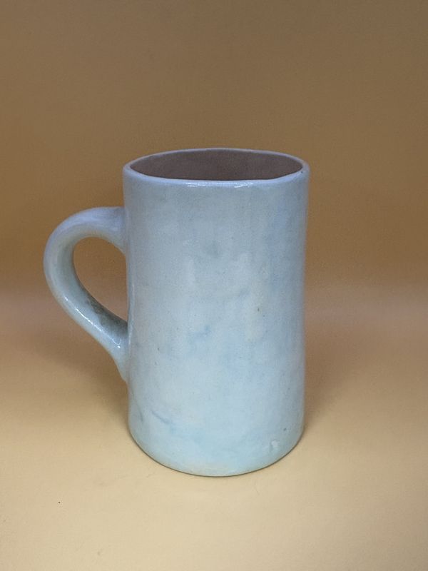 Pottery. USA. Mug w/Sculpted Bunny. Light Blue with White Bunny "Jane". 4.25"H