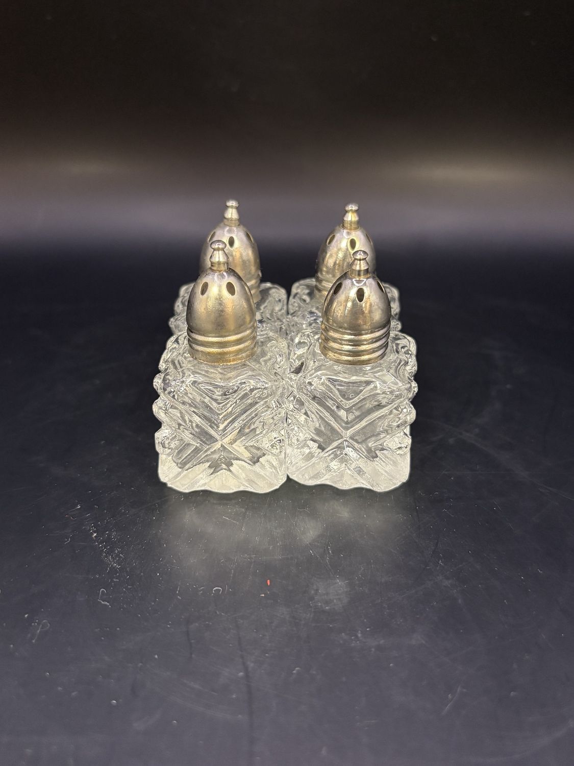 Glass. Japan. Salt &amp; Pepper Shakers (Set of 4). 2.13&quot;H
