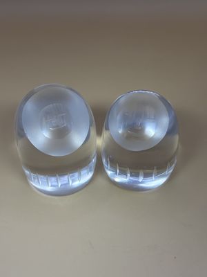 Crystal. Norway. Hadeland. PAIR of Smiling Eskimo Paperweights. 2.5"H