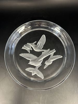 Crystal. Japan. Sasaki. Vintage Wings Bird Plate. 1980s. 8"W