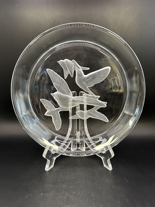 Crystal. Japan. Sasaki. Vintage Wings Bird Plate. 1980s. 8&quot;W