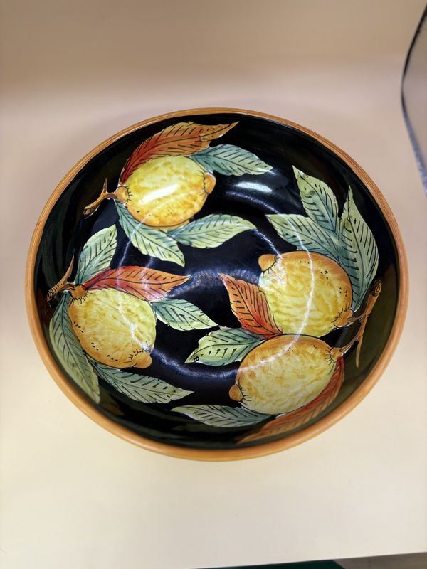 Ceramic. Italy. Baldini Ceramiche. Hand-Painted Lemon Design Bowl