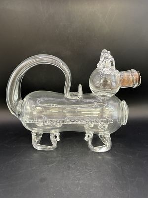 Glass. Sweden. Trelleborg. Dog-shaped Handblown Glass Decanter w/Handle. 9.13"L