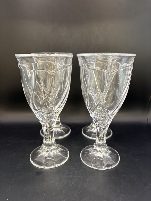 Glass. Japan. Noritake. Sweet Swirl Glasses. Clear (Set of 4). 6.75&quot;H