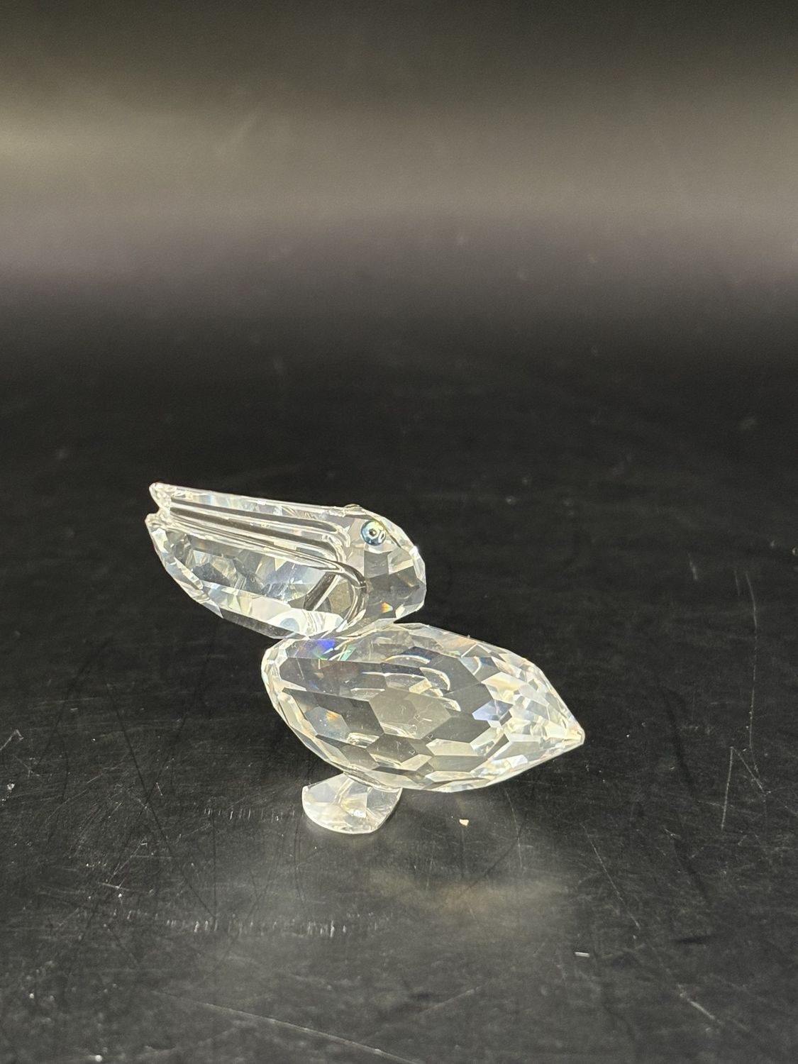 Crystal. Austria. Swarovski. Pelican with Green/Blue Color Shifting Eyes. 1.25&quot;H