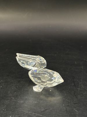 Crystal. Austria. Swarovski. Pelican with Green/Blue Color Shifting Eyes. 1.25"H