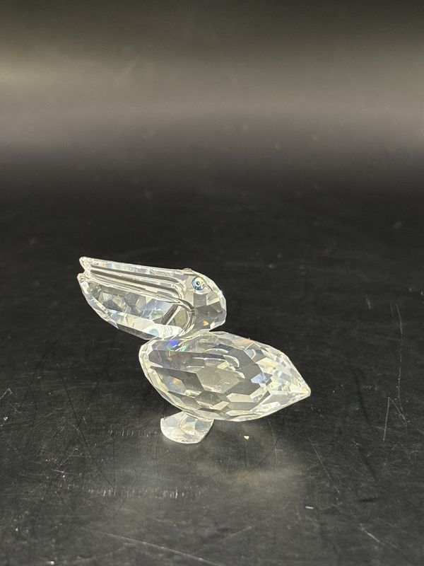 Crystal. Austria. Swarovski. Pelican with Green/Blue Color Shifting Eyes. 1.25&quot;H
