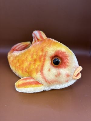 Plush. Germany. Steiff. Fish. "Flossy." Orange, Red, and Yellow Mohair. 10"L