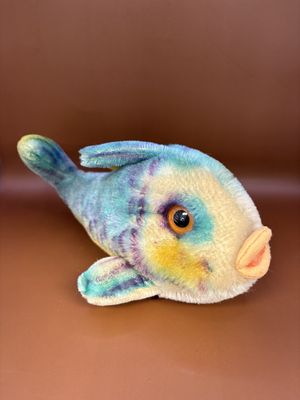 Plush. Germany. Steiff. Fish. "Flossy." Blue, Purple, and Yellow Mohair. 10"L