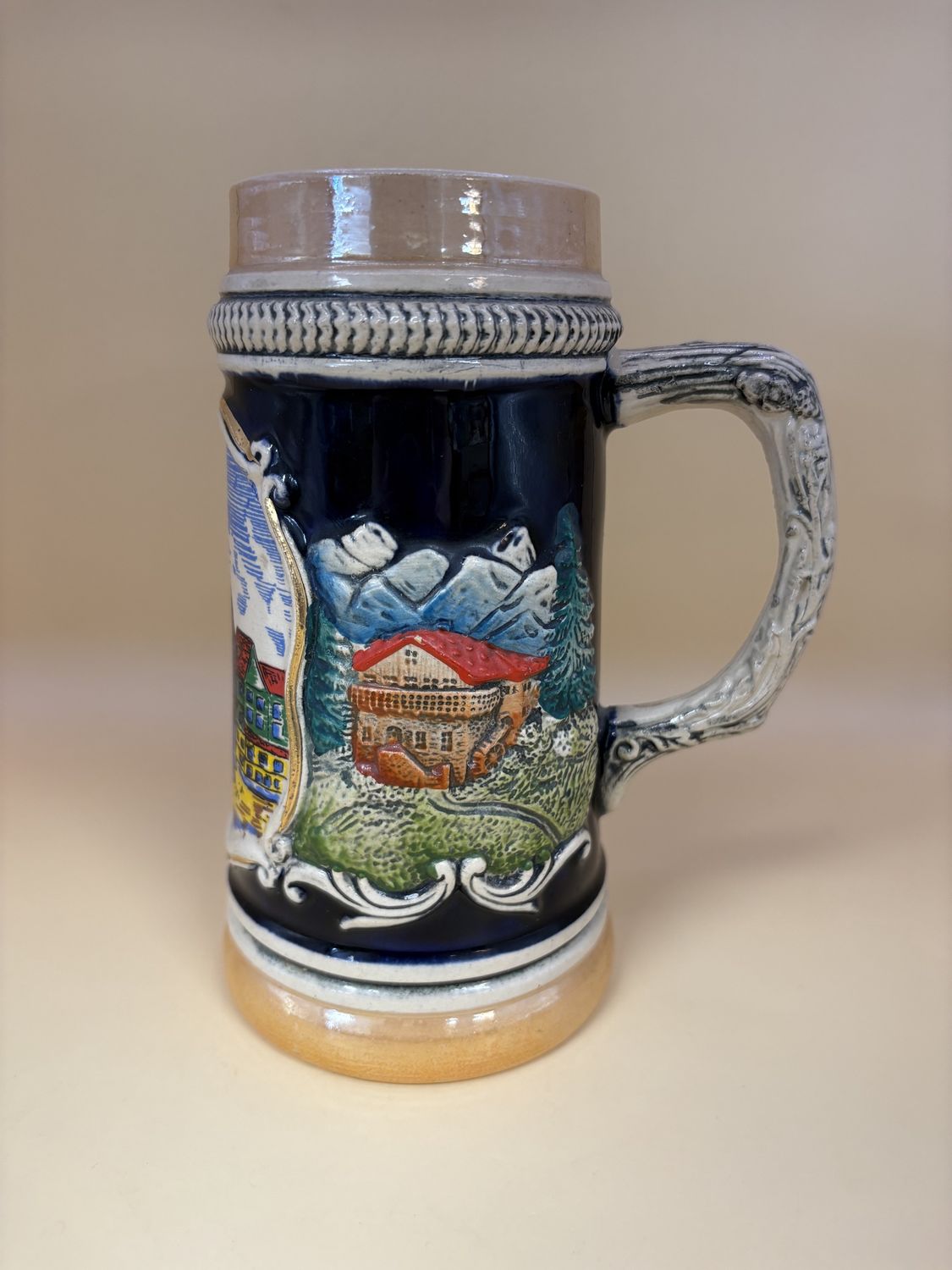 Stein. Germany. &quot;Old Germany&quot; Landcape w/ Houses and Mountains on Sides. 7&quot;H