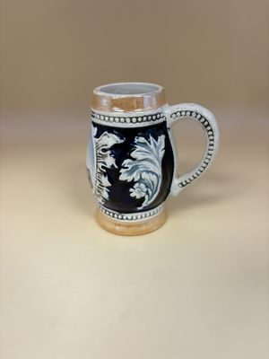 Stein. Germany. Trier Landscape Painting &amp; Floral Decal on Sides &amp; Text "1959  Jahr d. Heligen Rockes." 3.25"H