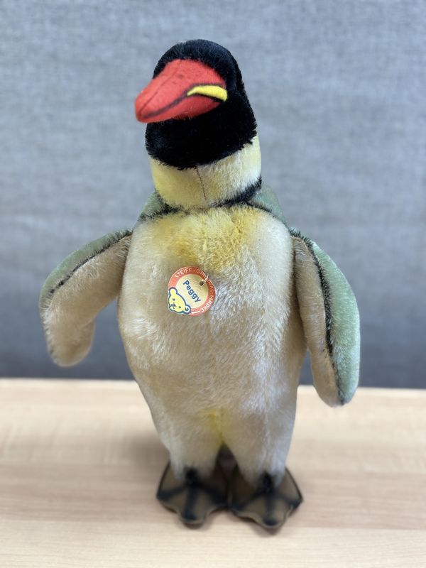 Plush. Germany. Steiff. Penguin. &quot;Peggy.&quot; Black and White Mohair. 13&quot;H