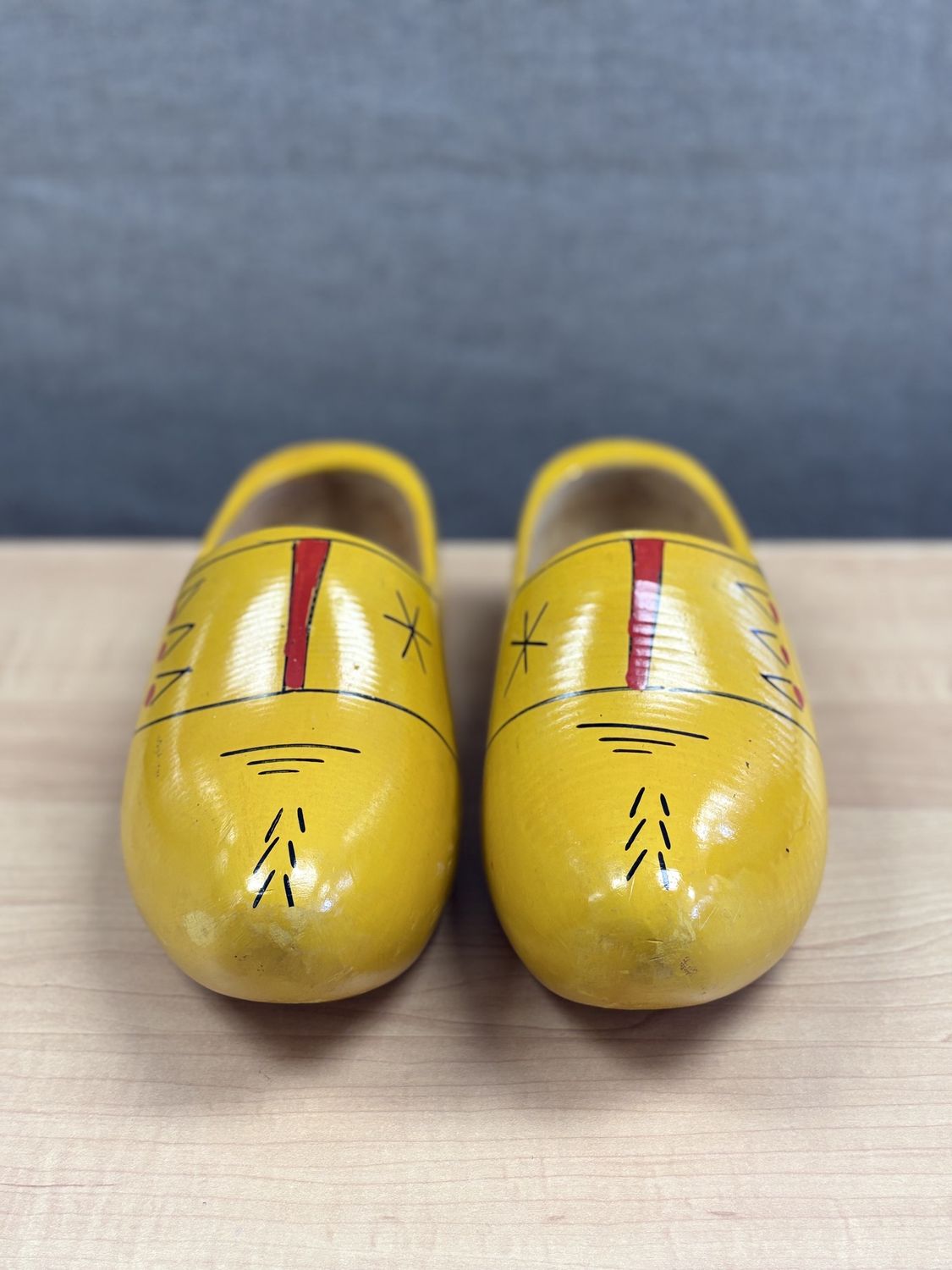 Wood. Netherlands. Yellow Dutch Wooden Clogs. Approx. Size 6 (Women&#39;s). 10.5&quot;L