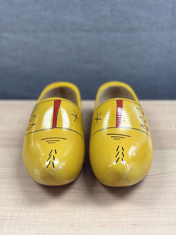 Wood. Netherlands. Yellow Dutch Wooden Clogs. Approx. Size 6 (Women&#39;s). 10.5&quot;L