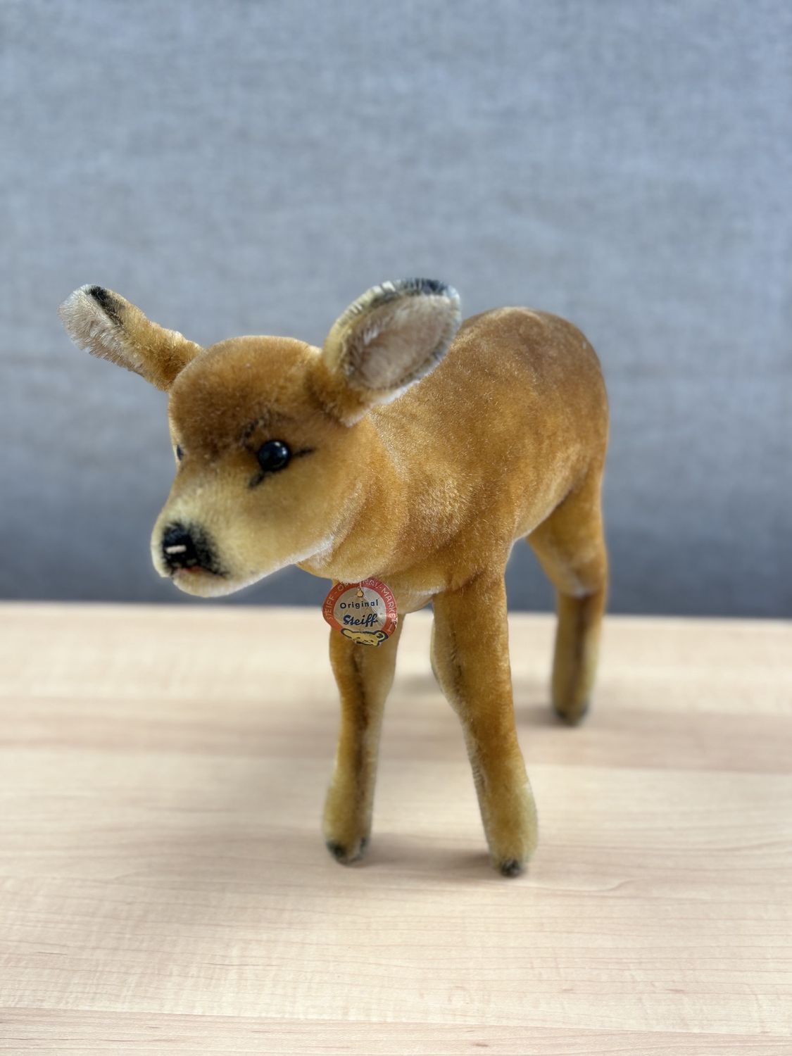 Plush. Germany. Steiff. Deer. Light Orange Mohair. 11.5&quot;H