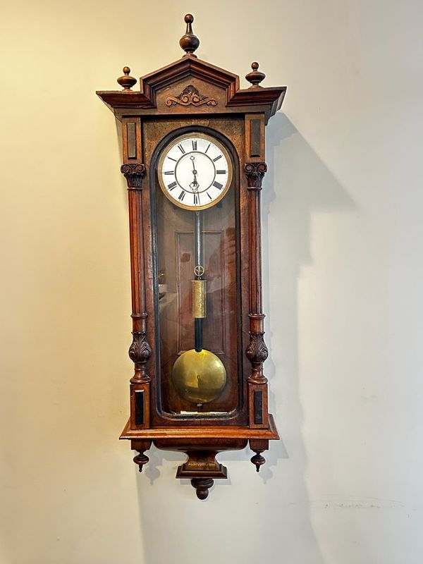 Clock. Austria. Vienna Regulator Clock. Walnut. Vintage. Working Condition. 48&quot;H