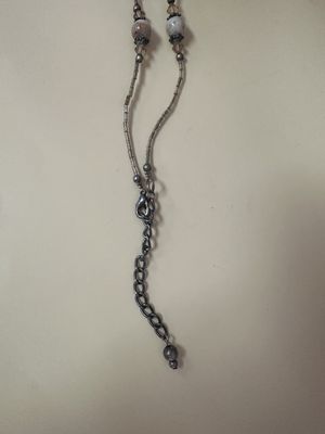 Jewelry. Necklace. Polished Stone &amp; Bead. Vintage. Beige. 18-20"L