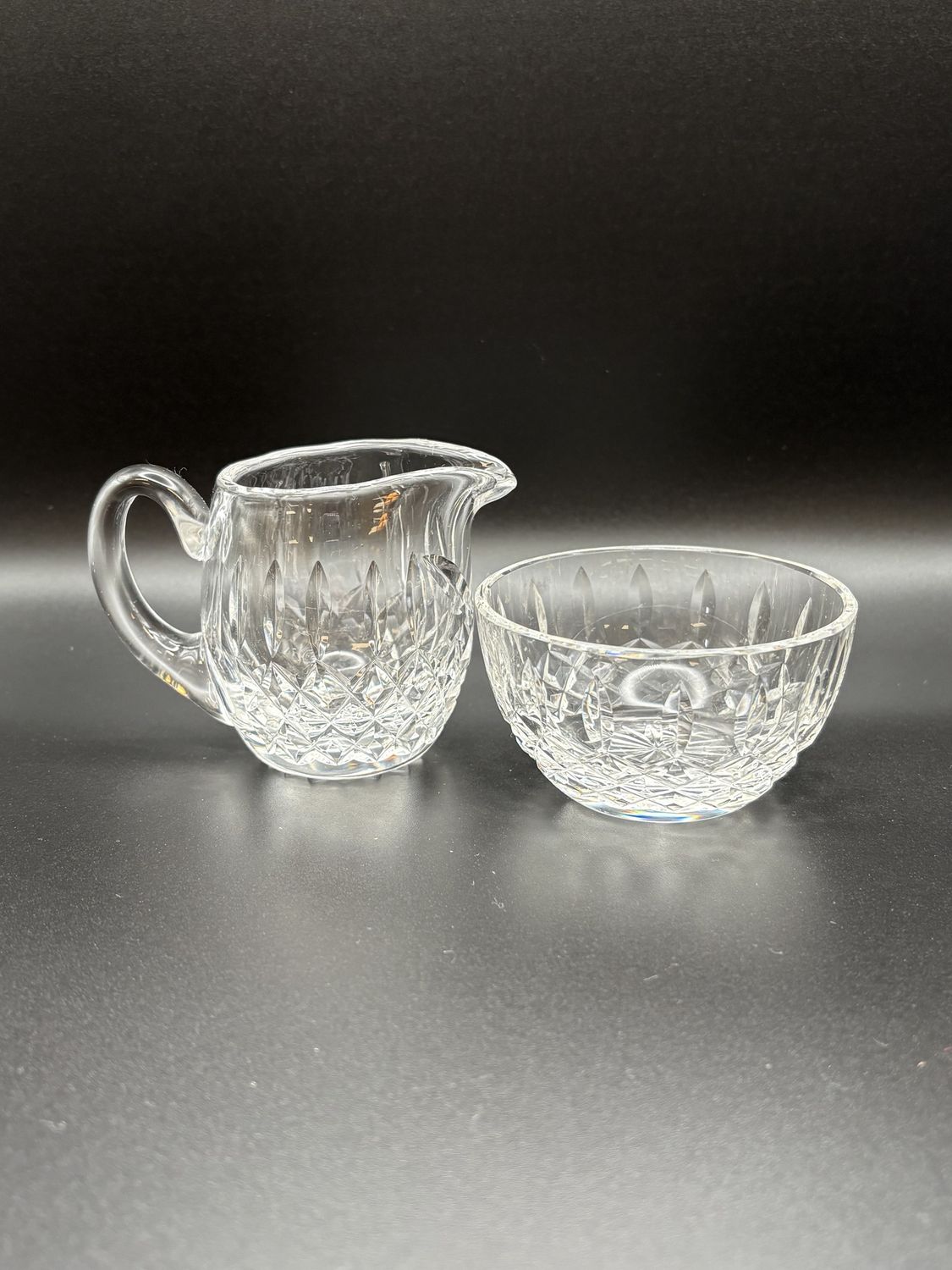 Crystal. Ireland. Waterford. Small Sugar (3.25&quot;W) and Creamer (2.75&quot;H). Set of 2.